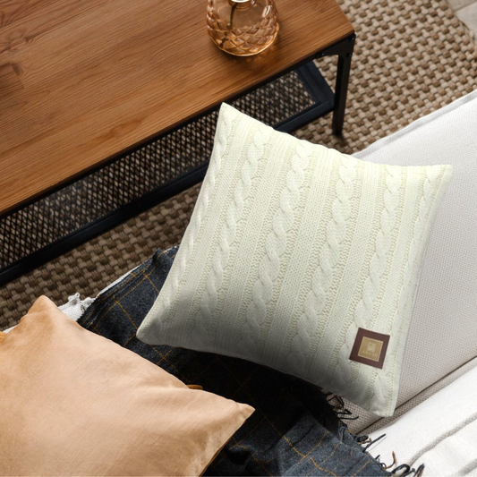 Cable Knit Cushion Cream