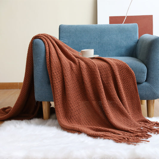 KNITTED MESH THROW RUST