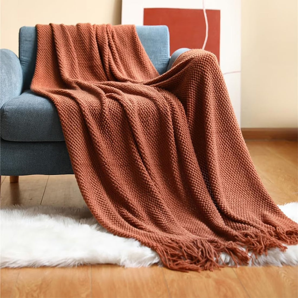 KNITTED MESH THROW RUST