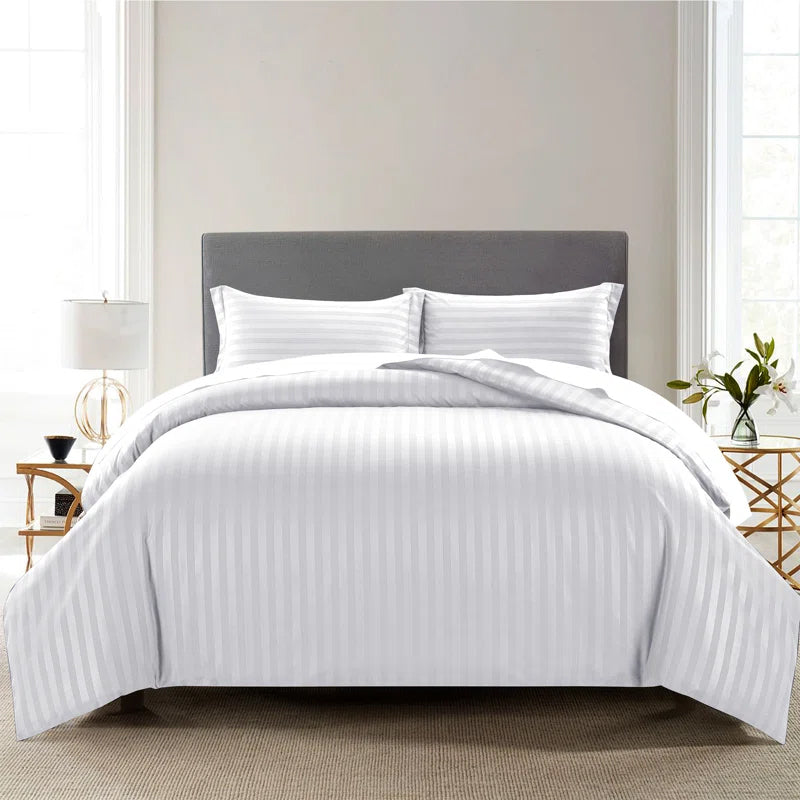 White Stripe Sateen Duvet Set