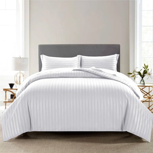 White Stripe Sateen Duvet Set