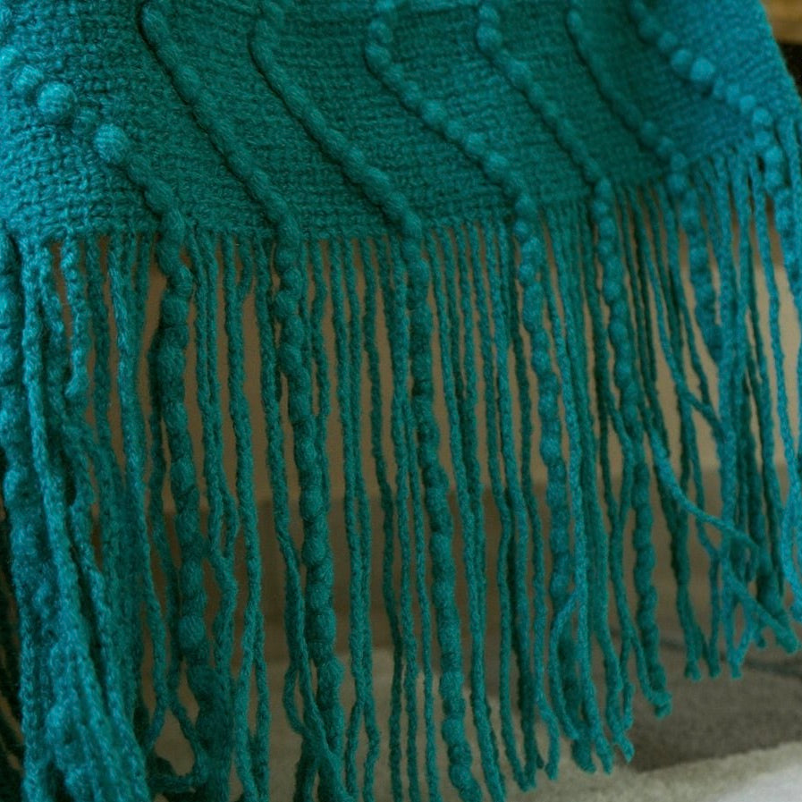 WAVY KNIT THROW TEAL