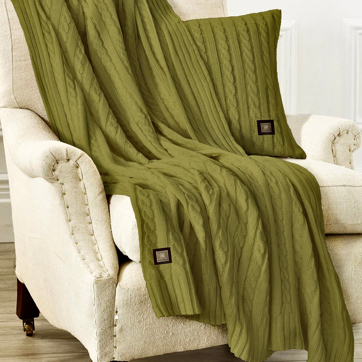 Cable Knit Throw Pistachio