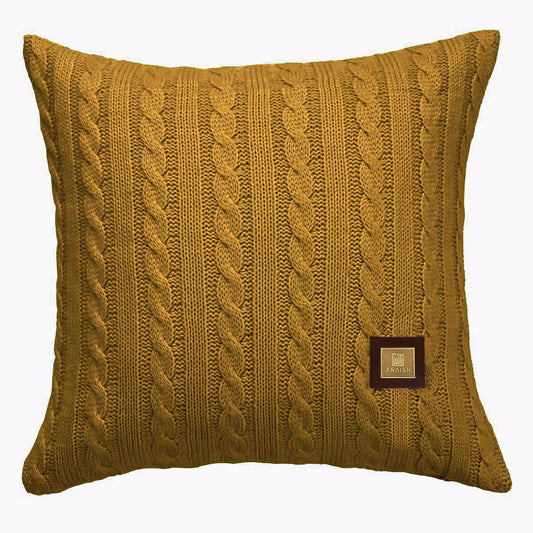 Cable Knit Cushion Mustard