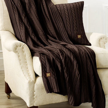 Cable Knit Throw Brown