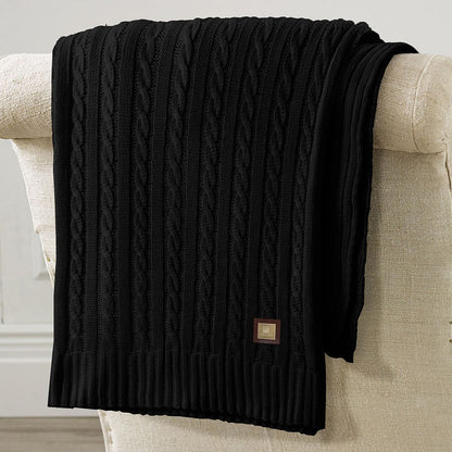 Cable Knit Throw Black